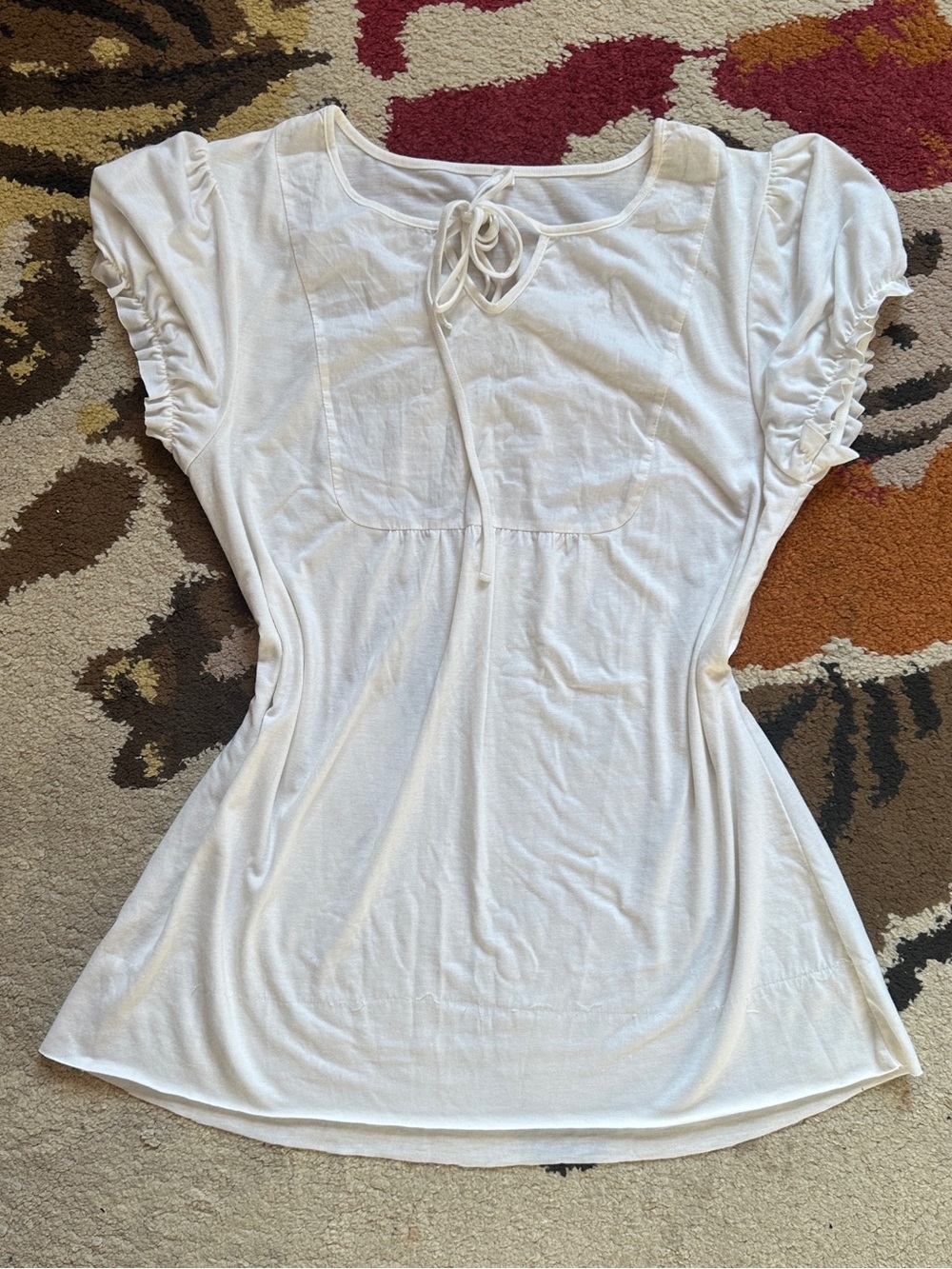 Cream Babydoll Tie Front Top | Size Medium